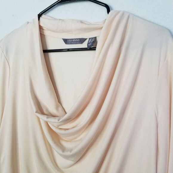 Lisa Rinna Collection Blouse 3/4 Sleeves Draped Neck Women's Size Large - Picture 3 of 6